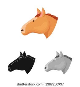 Vector illustration of horse and face  sign. Collection of horse and pet  vector icon for stock.