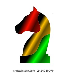 Vector Illustration of a horse head icon in a multicolor gradient of green, orange and red on a white background