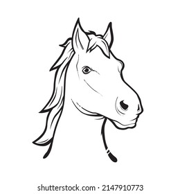 ilustración vectorial, cabeza de caballo, arte de línea