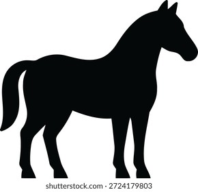Ilustración vectorial de un ícono de caballo. Silueta de semental negro simple adecuada para logotipos ecuestres, diseños de granjas y gráficos de ranchos.