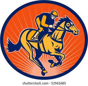 vector illustration of a horse and jockey racing