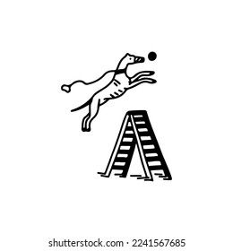vector illustration of a horse jumping over a ladder