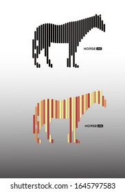 vector illustration horse line model in white black and colour