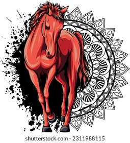 vector Illustration of a horse with mandala