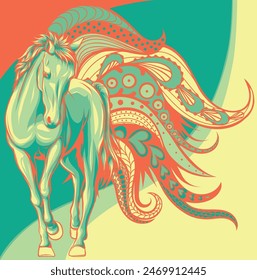 vector Illustration of a horse with mandala