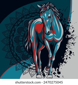 Ilustración vectorial de un caballo con mandala