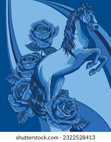 vector Illustration of a horse on colored background