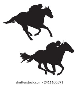 Vector Illustration of Horse Racing Silhouette