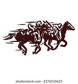 vector illustration with a horse racing sports design concept in a vintage drawing style