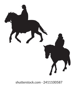 Vector Illustration of Horse Riding Silhouette