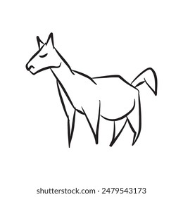 vector illustration of a horse with a sad face