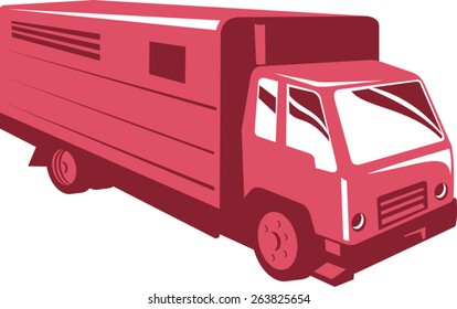 Vector Illustration Of A Horse Truck Trailer Viewed From The Front Done In Retro Style.