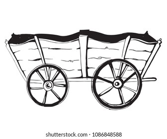 Vector illustration of an horse wagon. old vehicle