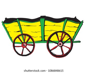 Vector illustration of an horse wagon. old vehicle