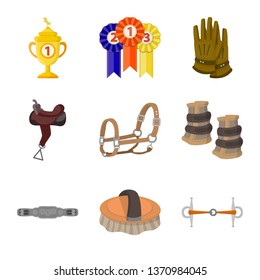Vector illustration of horseback and equestrian icon. Set of horseback and horse  stock symbol for web.