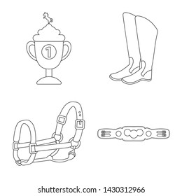 Vector illustration of horseback and equestrian icon. Set of horseback and horse stock symbol for web.
