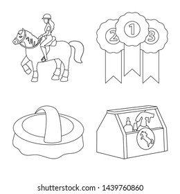Vector illustration of horseback and equestrian icon. Collection of horseback and horse vector icon for stock.