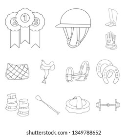 Vector illustration of horseback and equestrian logo. Set of horseback and horse  stock symbol for web.