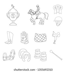 Vector illustration of horseback and equestrian logo. Set of horseback and horse  stock symbol for web.