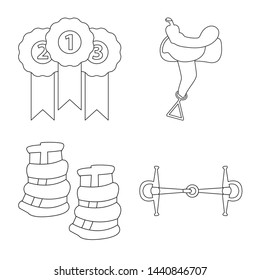 Vector illustration of horseback and equestrian logo. Collection of horseback and horse vector icon for stock.