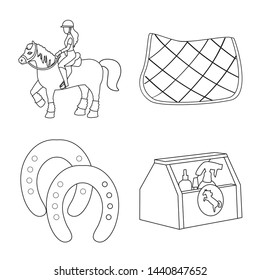 Vector illustration of horseback and equestrian sign. Set of horseback and horse vector icon for stock.