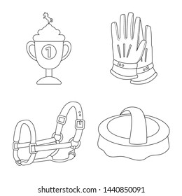 Vector illustration of horseback and equestrian sign. Set of horseback and horse vector icon for stock.