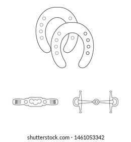 Vector illustration of horseback and equestrian sign. Collection of horseback and horse stock symbol for web.