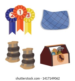 Vector illustration of horseback and equestrian symbol. Collection of horseback and horse  stock vector illustration.