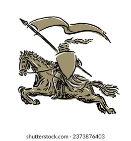 vector illustration of horsemen about to attack with a unique and vintage depiction