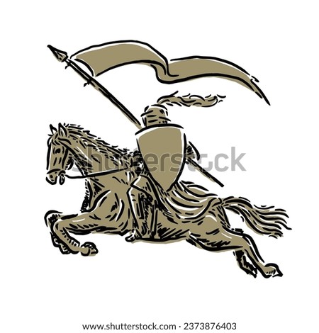 vector illustration of horsemen about to attack with a unique and vintage depiction