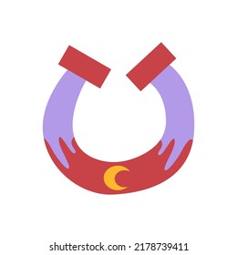 Vector illustration of horseshoe on isolated background. Cute western illustration. Good luck emblem