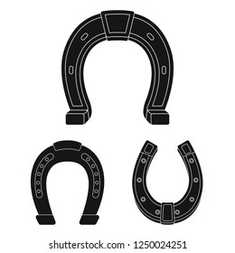 Vector illustration of horseshoe and western sign. Set of horseshoe and blacksmith stock vector illustration.