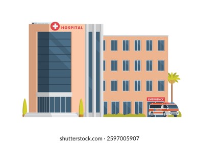 Vector illustration of Hospital building collection in flat design. Fully Editable and Customizable.