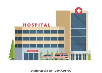 Vector illustration of Hospital building collection in flat design. Fully Editable and Customizable.