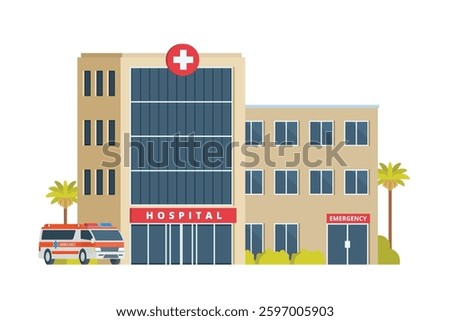 Vector illustration of Hospital building collection in flat design. Fully Editable and Customizable.
