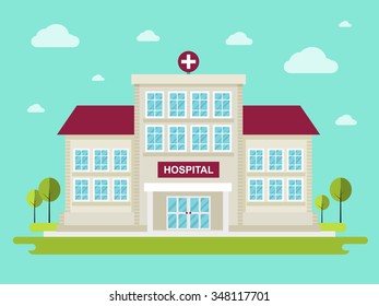 Vector Illustration Hospital Flat Design Style Stock Vector (Royalty ...