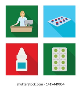 Vector illustration of hospital and help sign. Set of hospital and healthcare stock vector illustration.