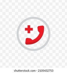 Vector illustration of hospital phone in red colors and transparent background(png).