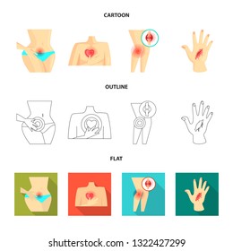 Vector illustration of hospital and rendering icon. Set of hospital and help vector icon for stock.