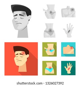 Vector illustration of hospital and rendering icon. Set of hospital and help stock symbol for web.