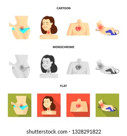 Vector illustration of hospital and rendering icon. Set of hospital and help stock symbol for web.