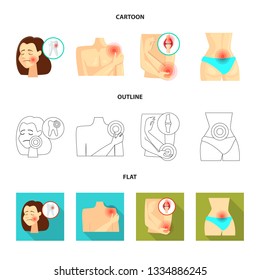 Vector illustration of hospital and rendering icon. Set of hospital and help stock symbol for web.