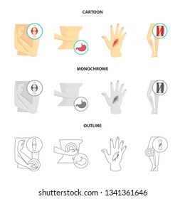 Vector illustration of hospital and rendering icon. Set of hospital and help stock vector illustration.