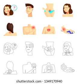 Vector illustration of hospital and rendering icon. Set of hospital and help stock symbol for web.
