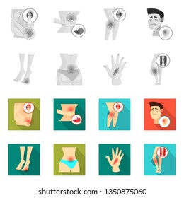 Vector illustration of hospital and rendering icon. Set of hospital and help stock symbol for web.