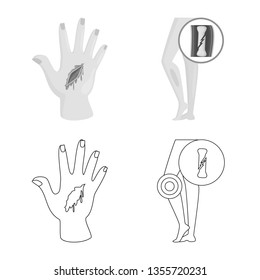 Vector illustration of hospital and rendering icon. Set of hospital and help stock vector illustration.