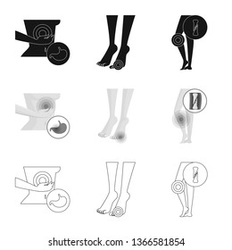Vector illustration of hospital and rendering icon. Set of hospital and help stock symbol for web.
