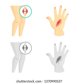Vector illustration of hospital and rendering icon. Set of hospital and help stock symbol for web.