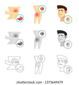 Vector illustration of hospital and rendering icon. Set of hospital and help vector icon for stock.