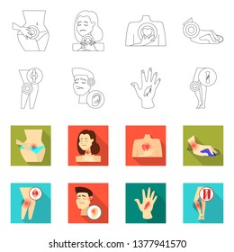 Vector illustration of hospital and rendering icon. Collection of hospital and help stock symbol for web.
